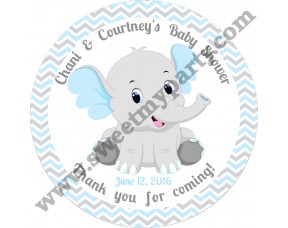 Blue and Grey Elephant Baby Shower stickers,thank you tags,(8ebb)